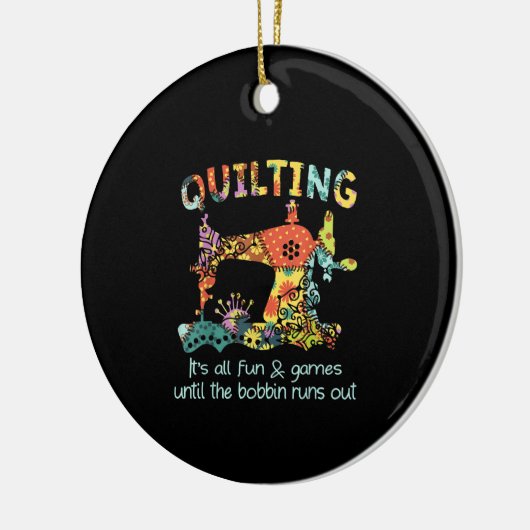キルティングその全おもしろいとボビンアウトまでゲ走ーム セラミックオーナメント (左)