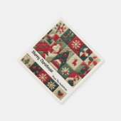 キルティングのクリスマス デザイン メッセージ スタンダードカクテルナプキン (角)