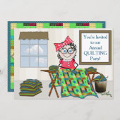 キルティングのパーティの招待状- QUILTERのメロディー 招待状 (正面/裏面)