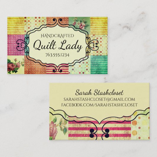 キルティングのquilterのグランジなキルトは名刺を妨げます 名刺 (正面/裏面)