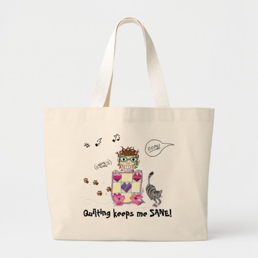 キルティングは私を健全保ちます! Totebag ラージトートバッグ (正面)