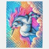 キルティングカラフルユニコーン フリースブランケット (正面)