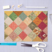 キルティングカラフル正方形のコラージパターン 薄葉紙 (クラフト)