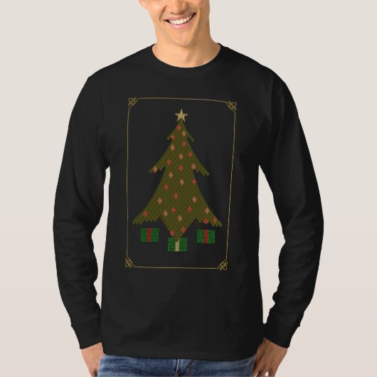 キルティングキリストマス メンズ ダークシャツ Tシャツ (正面)