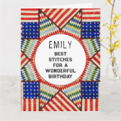 キルティングキルター誕生日カード カード (黄色い花)