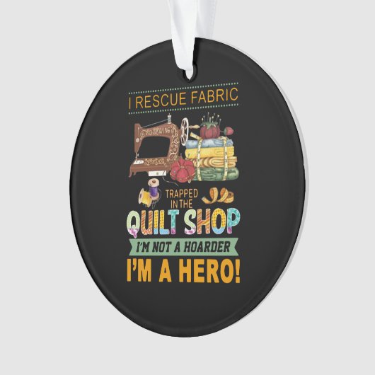 キルティングギフト| iキルトに巻き込まれた救出ファブリック オーナメント (正面)