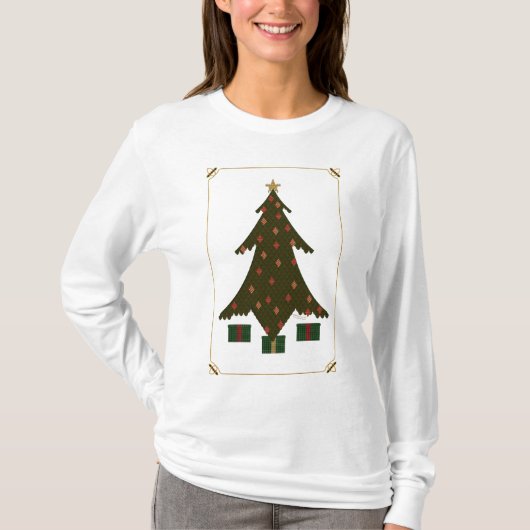キルティングクリスマス柄 女性用ライトシャツ Tシャツ (正面)