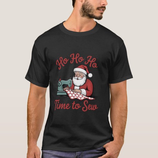 キルティングクリスマス裁縫マシンサンタクリスマスホリド Tシャツ (正面)