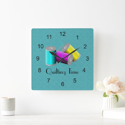キルティングデザインウォールクロック スクエア壁時計 (ホーム)