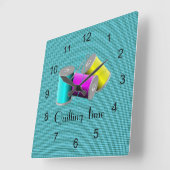 キルティングデザインウォールクロック スクエア壁時計 (傾斜)