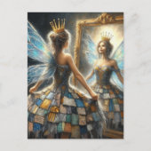 キルティングドレスとゴールデンクラウン鏡の妖精 ポストカード (正面)