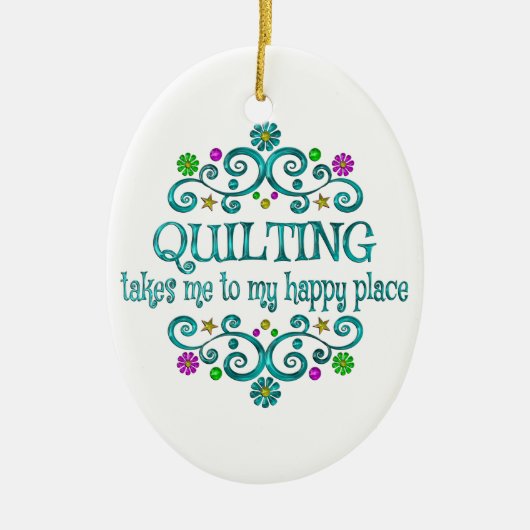 キルティングハッピープレース セラミックオーナメント (正面)