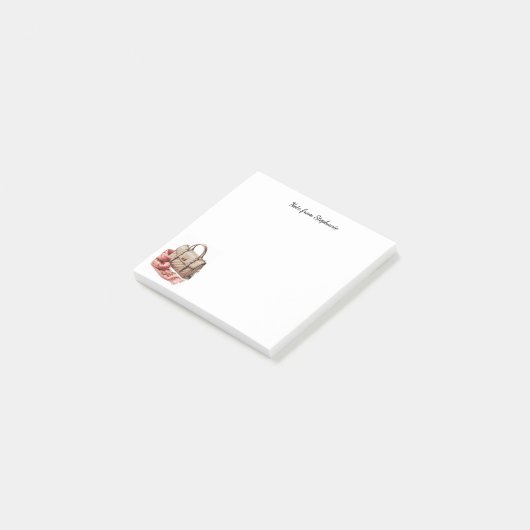 キルティングハンドバッグ A Note From 名前 メモ帳 ポストイット (アングル)
