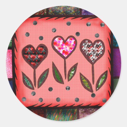 キルティングハートTシャツとギフト ラウンドシール (正面)