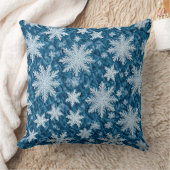 キルティングパターンブルーと白の雪 クッション (ブランケット)
