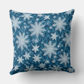 キルティングパターンブルーと白の雪 クッション (裏面)