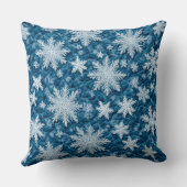キルティングパターンブルーと白の雪 クッション (裏面)