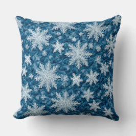 キルティングパターンブルーと白の雪 クッション