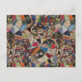 キルティングパッチワークカラフルコラージパターン ポストカード (裏面)