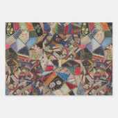 キルティングパッチワークカラフルコラージパターン ラッピングペーパーシート (正面)