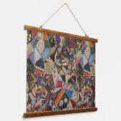 キルティングパッチワークカラフルコラージパターン 吊り下げ型タペストリー (傾斜あり)