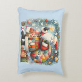 キルティングパッチワークサンタとクリスマスの星 アクセントクッション (裏面(縦))