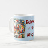 キルティングパッチワークサンタとクリスマスの星 コーヒーマグカップ (正面左)