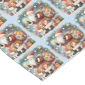 キルティングパッチワークサンタとクリスマスの星 ショートテーブルランナー (コーナー)