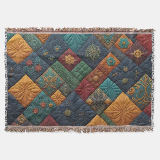 キルティングパトカラフルレン – キルティング恋人 スローブランケット (正面)