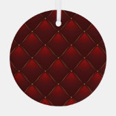 キルティングレッド金ゴールドスレッドの背景 ガラスオーナメント (裏面)