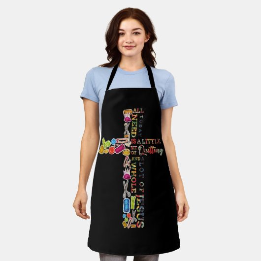 キルティング信仰イエス・キリスト教全体を横断 エプロン (着用した状態)