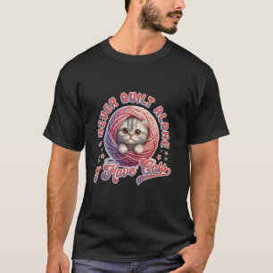 キルティング大好き!ひとりじゃないよ、猫が一緒 キルティング好き Tシャツ