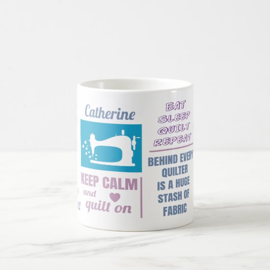 キルティング引用文 パーソナライズされた コーヒーマグカップ (中央)
