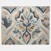 キルティング抽象デザイン フリースブランケット (正面(横))