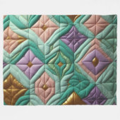 キルティング抽象デザイン フリースブランケット (正面(横))