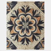 キルティング抽象デザイン フリースブランケット (正面)