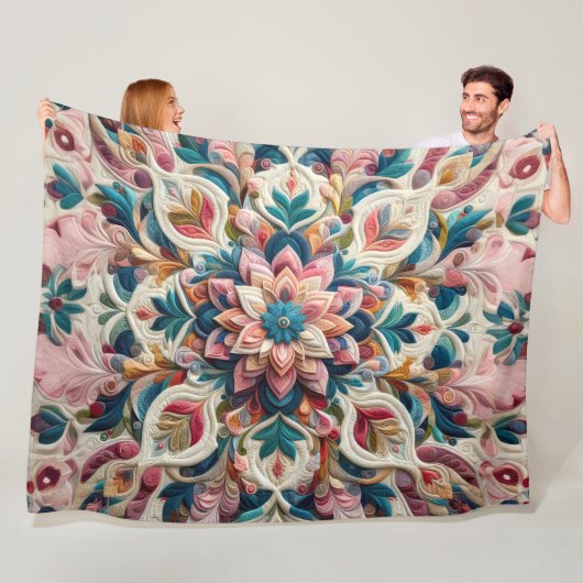 キルティング抽象デザイン フリースブランケット (インサイチュ)