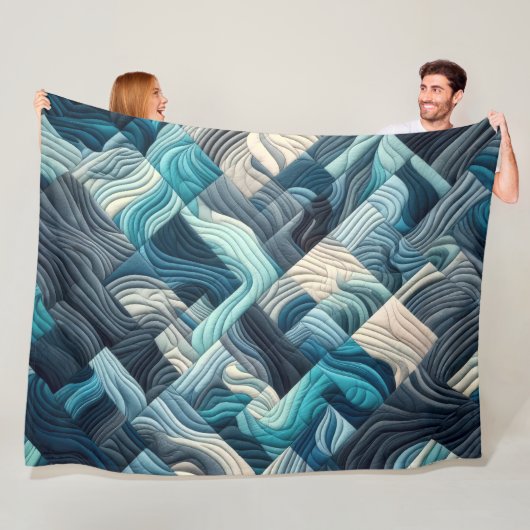 キルティング抽象デザイン フリースブランケット (インサイチュ)