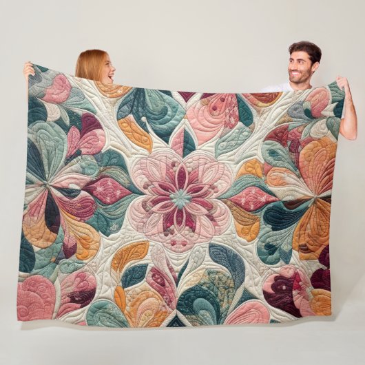 キルティング抽象デザイン フリースブランケット (インサイチュ)