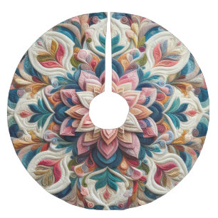 キルティング抽象デザイン ブラッシュドポリエステルツリースカート