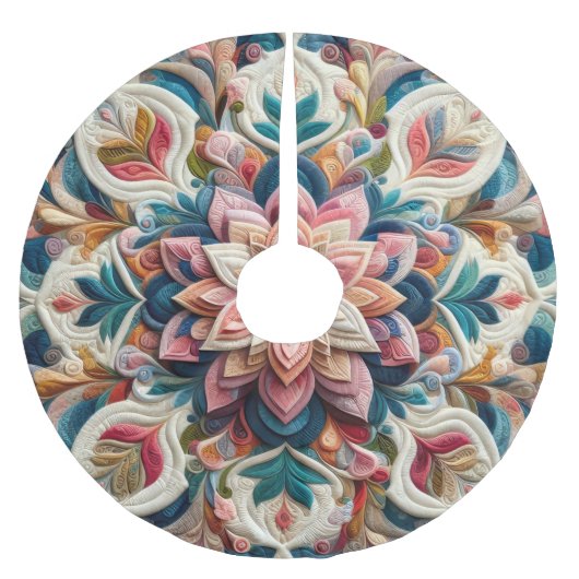 キルティング抽象デザイン ブラッシュドポリエステルツリースカート (正面)