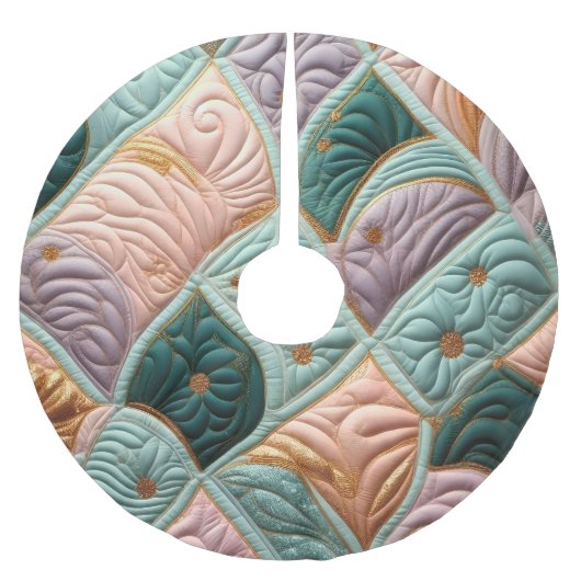 キルティング抽象デザイン ブラッシュドポリエステルツリースカート (正面)