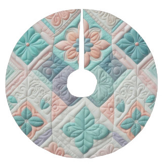 キルティング抽象デザイン ブラッシュドポリエステルツリースカート