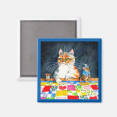 キルティング猫およびマウス磁石 マグネット (正面/裏面)