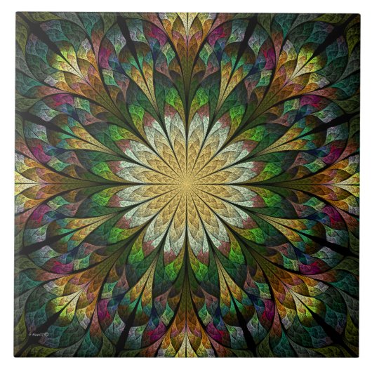 キルティング花 タイル (正面)