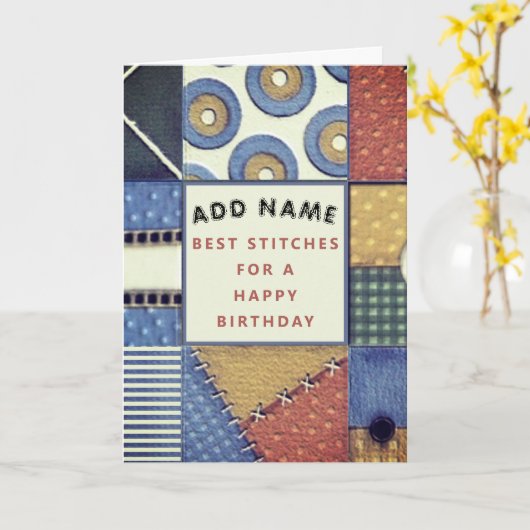 キルティング誕生日 カード (黄色い花)