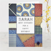 キルティング誕生日 カード (黄色い花)