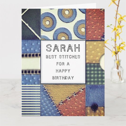 キルティング誕生日 カード (黄色い花)