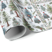 キルティング雪だるまとクリスマスツリー ラッピングペーパー (ロールコーナー)