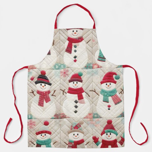 キルティング雪だるま エプロン (正面)